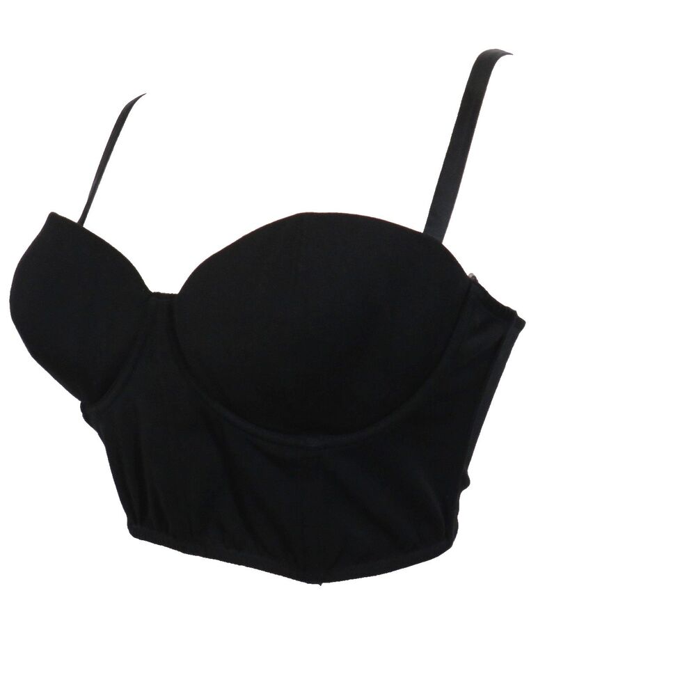 Fleur Du Mal Black Cropped Bustier Tank Top Size Large - Picture 3 of 9